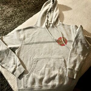Santa Cruz Skateboards Light Gray Crewneck Hoodie with Red Logo